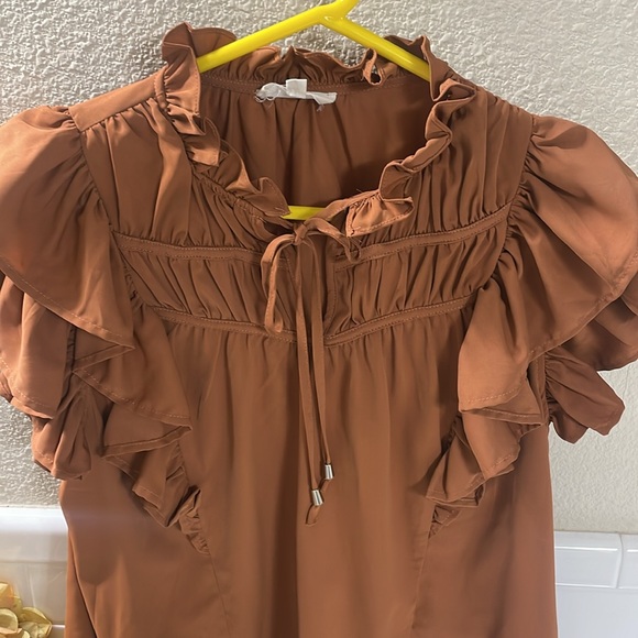 Entro Rusty Orange Ruffle Blouse - Picture 7 of 7